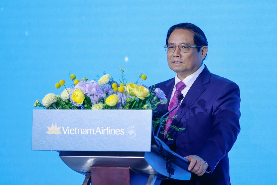 Phiên bản chính thức của 555Win Phạm Minh Chính phát biểu tại sự kiện.
