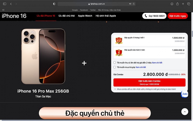 Để đảm bảo nhận máy đúng ngày 27/9, người dùng tại Việt Nam phải chấp nhận mua kèm các combo phụ kiện như ốp lưng, kính cường lực, hoặc gói bảo hành. Ảnh màn hình: Hà Anh/555win Login.