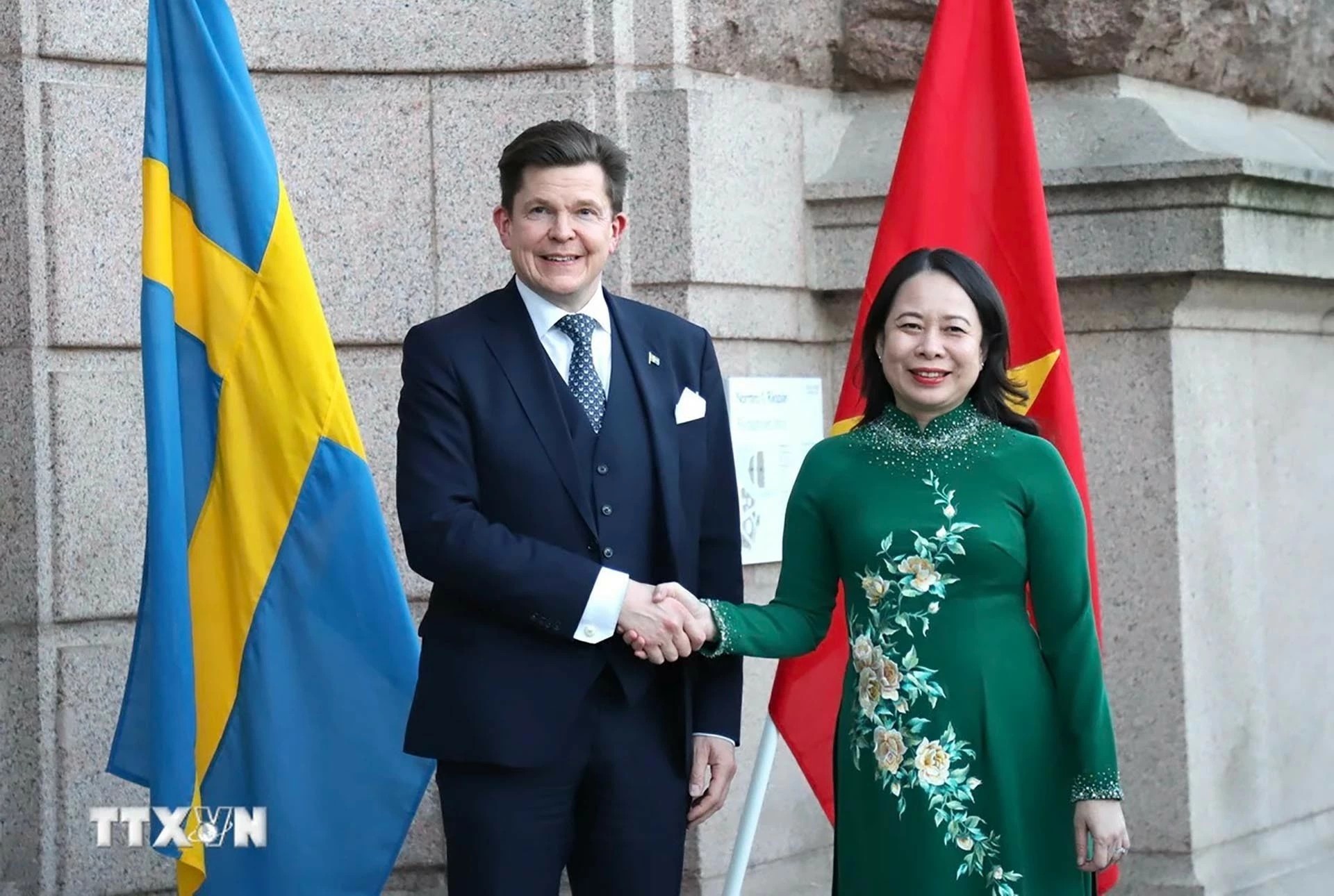 Phó Chủ tịch nước Võ Thị Ánh Xuân hội kiến Chủ tịch 555win tải app Thụy Điển Andreas Norlen. (Nguồn: TTXVN)