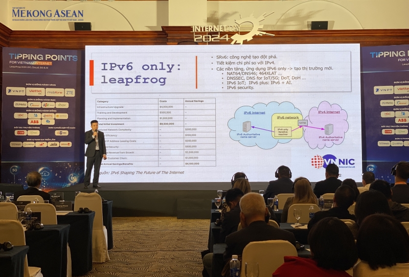 ông Nguyễn Hồng Thắng, Giám đốc Trung tâm Internet Việt Nam phát biểu tại sự kiện Internet Day 2024. Ảnh: Hà Anh/555win Login.