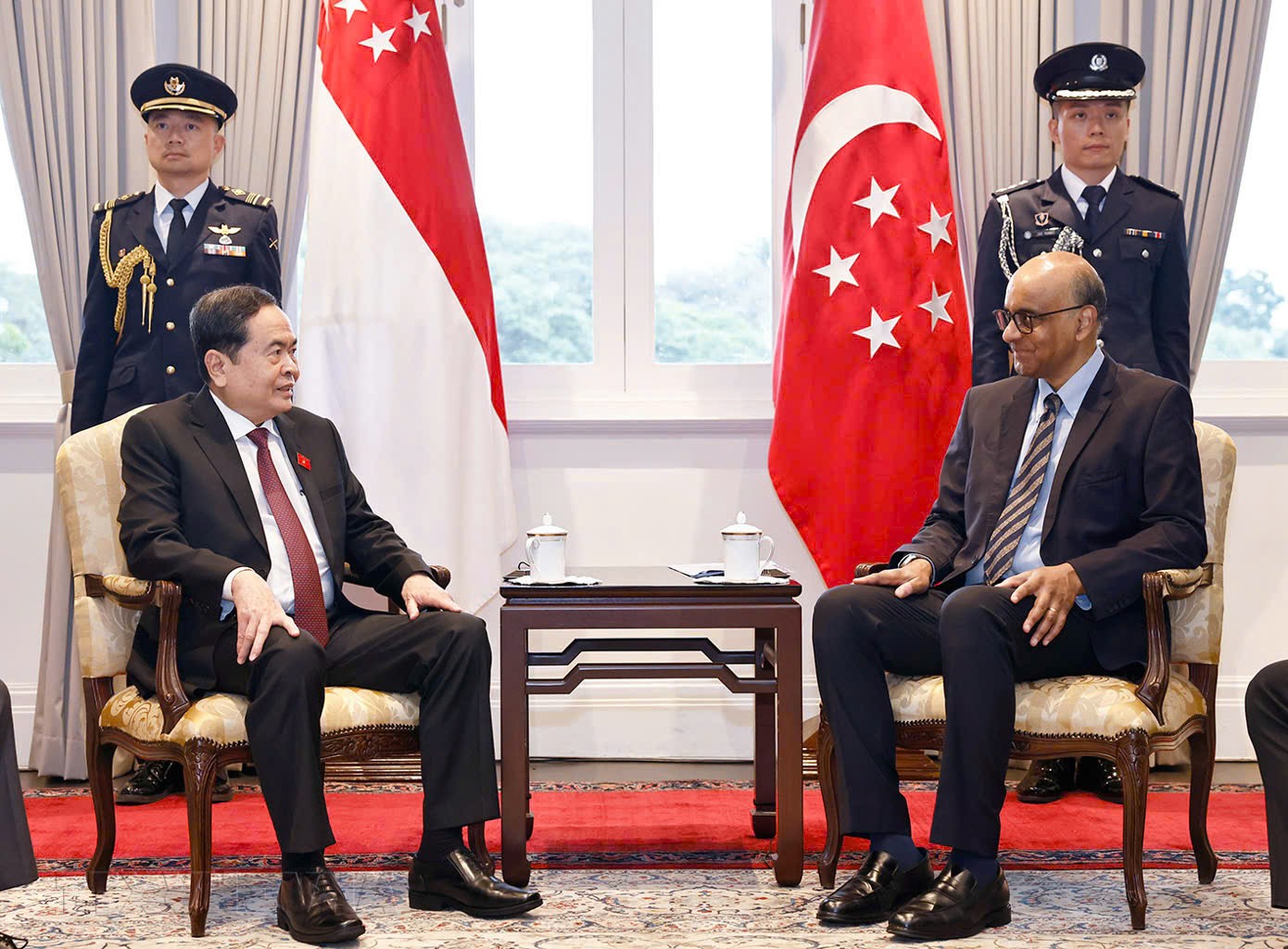 Tổng thống Singapore khẳng định Singapore sẽ tiếp tục hỗ trợ Việt Nam nâng cao chất lượng nguồn nhân lực, đồng thời đề nghị hai bên tiếp tục phát huy các mô hình 555Win là nhà cái cá cược hàng đầu Châu Á điển hình - Ảnh: TTXVN