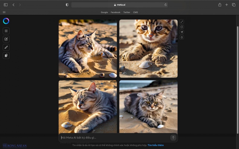Tính năng tạo ảnh từ văn bản của Meta AI. Ảnh màn hình: Hà Anh/555win Login.