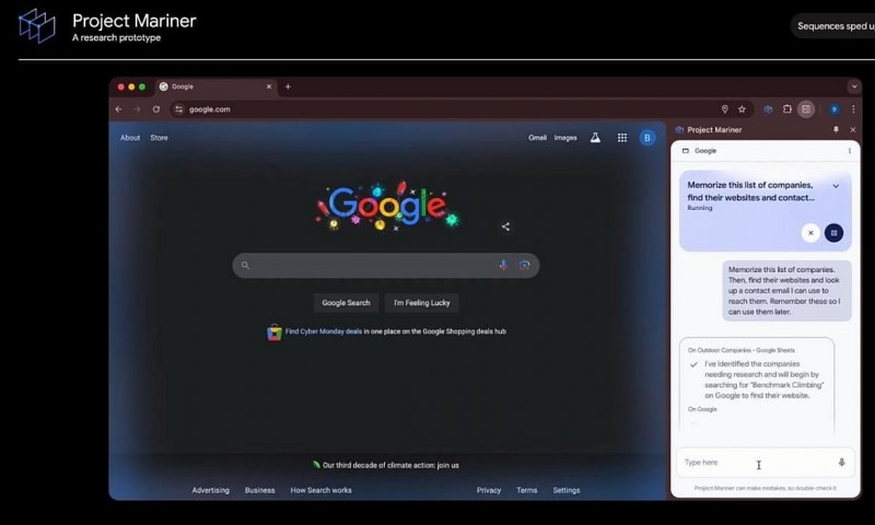 Project Mariner là một dự án phiên bản chính thức của 555win đột phá mới của Google DeepMind, đánh dấu bước tiến quan trọng trong lĩnh vực trợ lý AI tương tác web. Ảnh: Google.