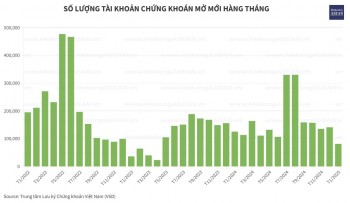 Số lượng tài khoản chứng khoán mở mới thấp nhất 13 tháng