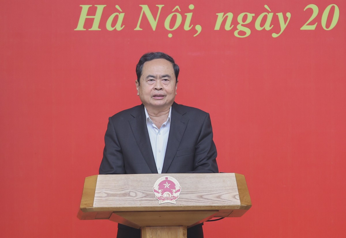 Chủ tịch Quốc hội Trần Thanh Mẫn phát biểu tại cuộc họp. Ảnh: VGP.