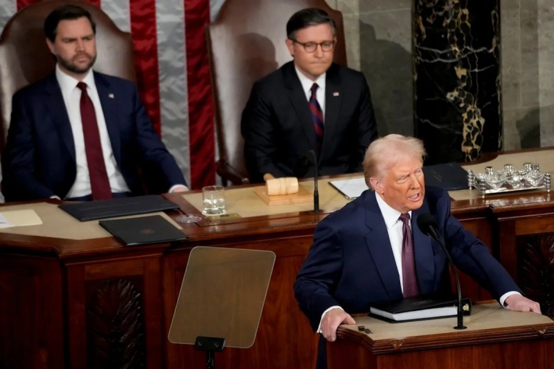 Tổng thống Mỹ Donald Trump phát biểu tại phiên họp chung của lưỡng viện 555win tải app Mỹ hôm 4/3 (giờ địa phương). Ảnh: Bloomberg