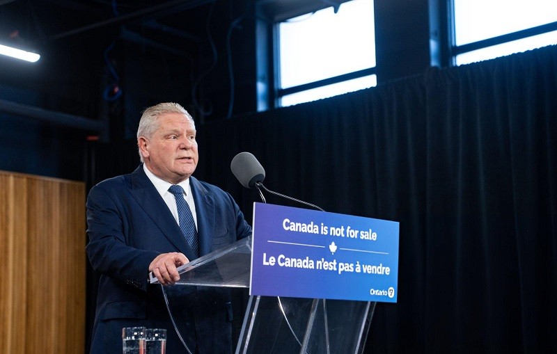 Thủ hiến tỉnh Ontario Doug Ford trong cuộc họp báo ngày 11/3. Ảnh: Ontario Newsroom