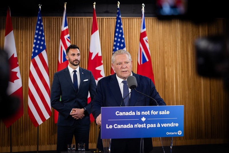 Thủ hiến tỉnh Ontario Doug Ford trong cuộc họp báo ngày 11/3. Ảnh: Ontario Newsroom