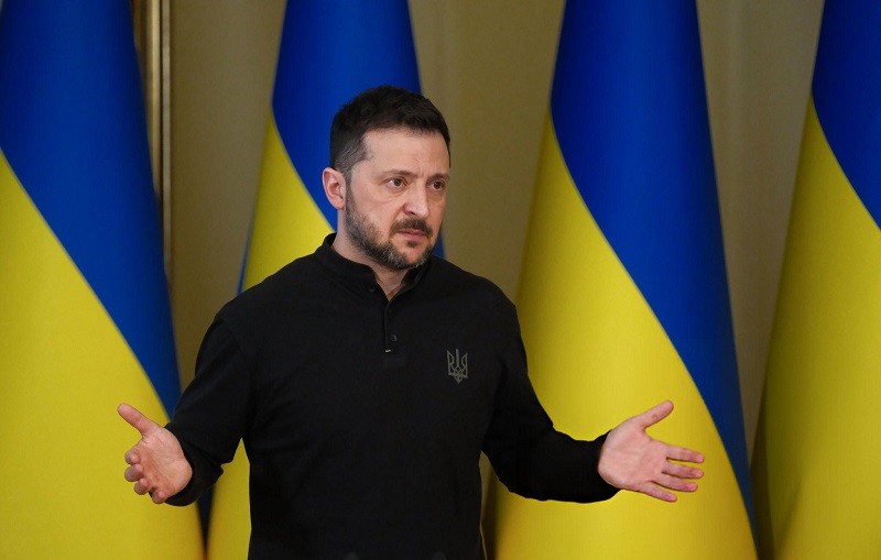 Tổng thống Volodymyr Zelensky tại Kiev ngày 12/3. Ảnh: Getty