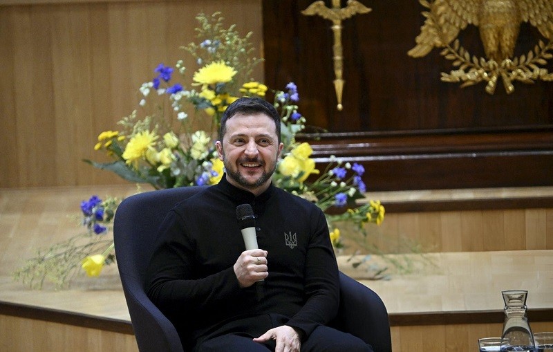 Tổng thống Zelensky tại Helsinki ngày 19/3. Ảnh: Bloomberg