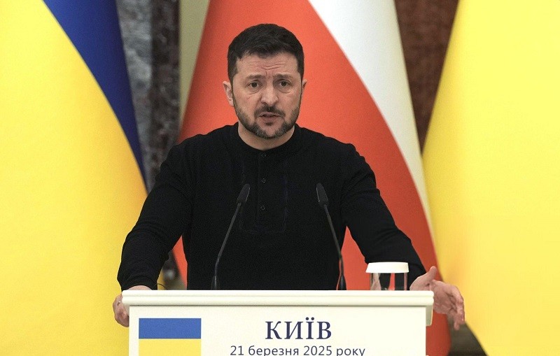 Tổng thống Zelensky tại Kiev ngày 21/3. Ảnh: Getty