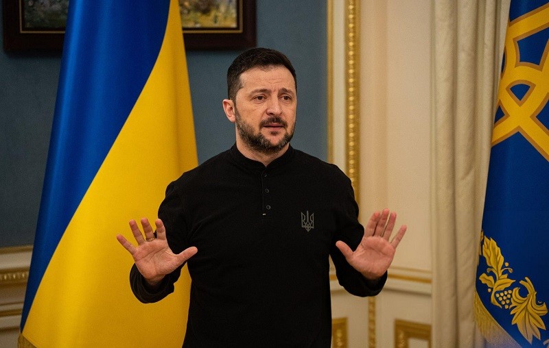 Tổng thống Zelensky tại cuộc họp báo ở Kiev ngày 25/3. Ảnh: Getty