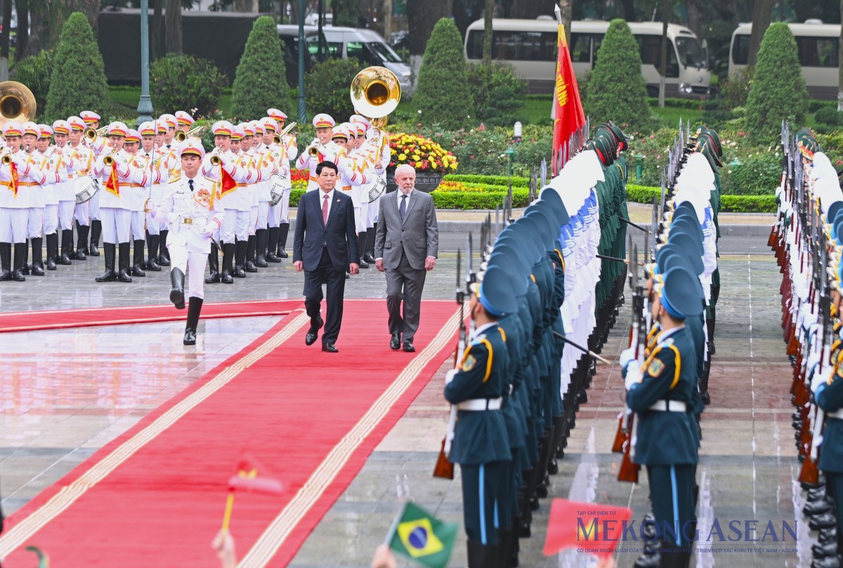 Chủ tịch nước Lương Cường chủ trì lễ đón Tổng thống Brazil