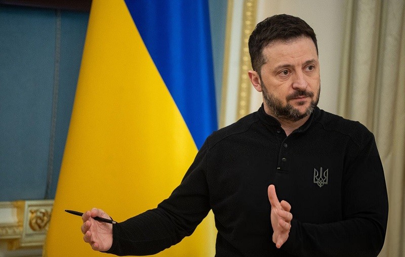 Ông Volodymyr Zelensky trong cuộc họp báo tại Kiev ngày 28/3. Ảnh: Getty
