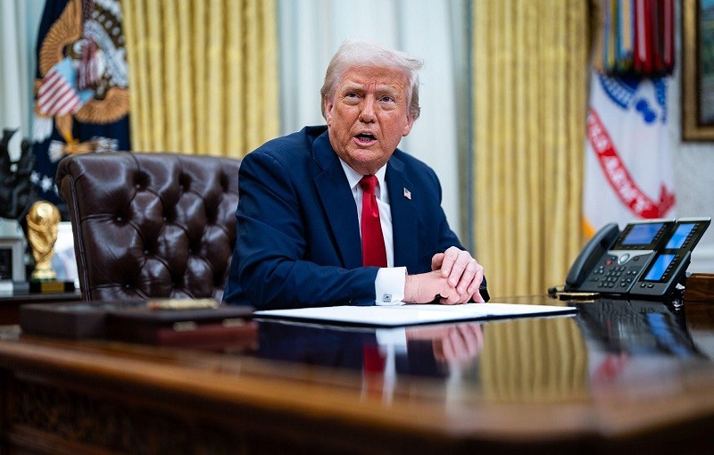 Tổng thống Donald Trump tại Nhà Trắng ngày 31/3. Ảnh: Bloomberg