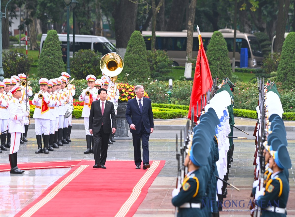 Chủ tịch nước Lương Cường chủ trì lễ đón Nhà vua Vương quốc Bỉ