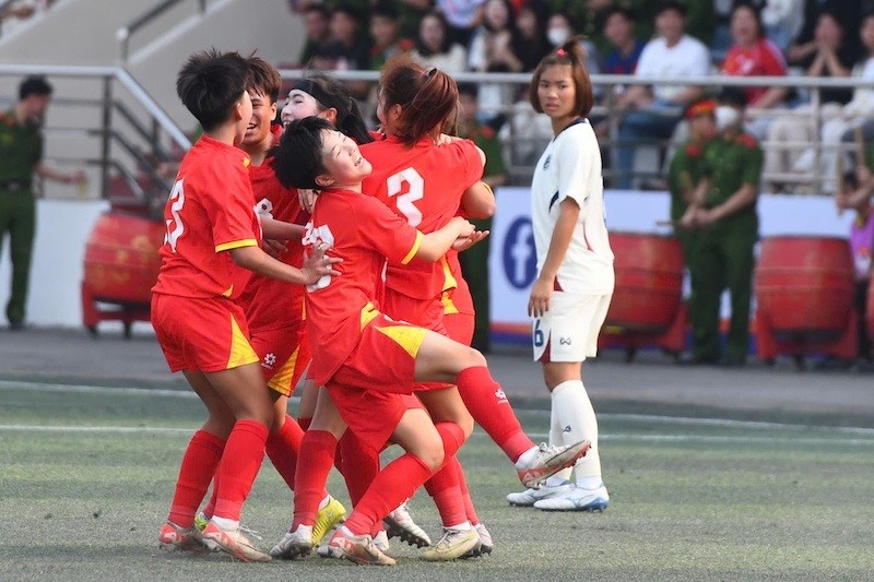 U17 nữ Việt Nam là đội có bàn mở tỷ số. Ảnh: VFF