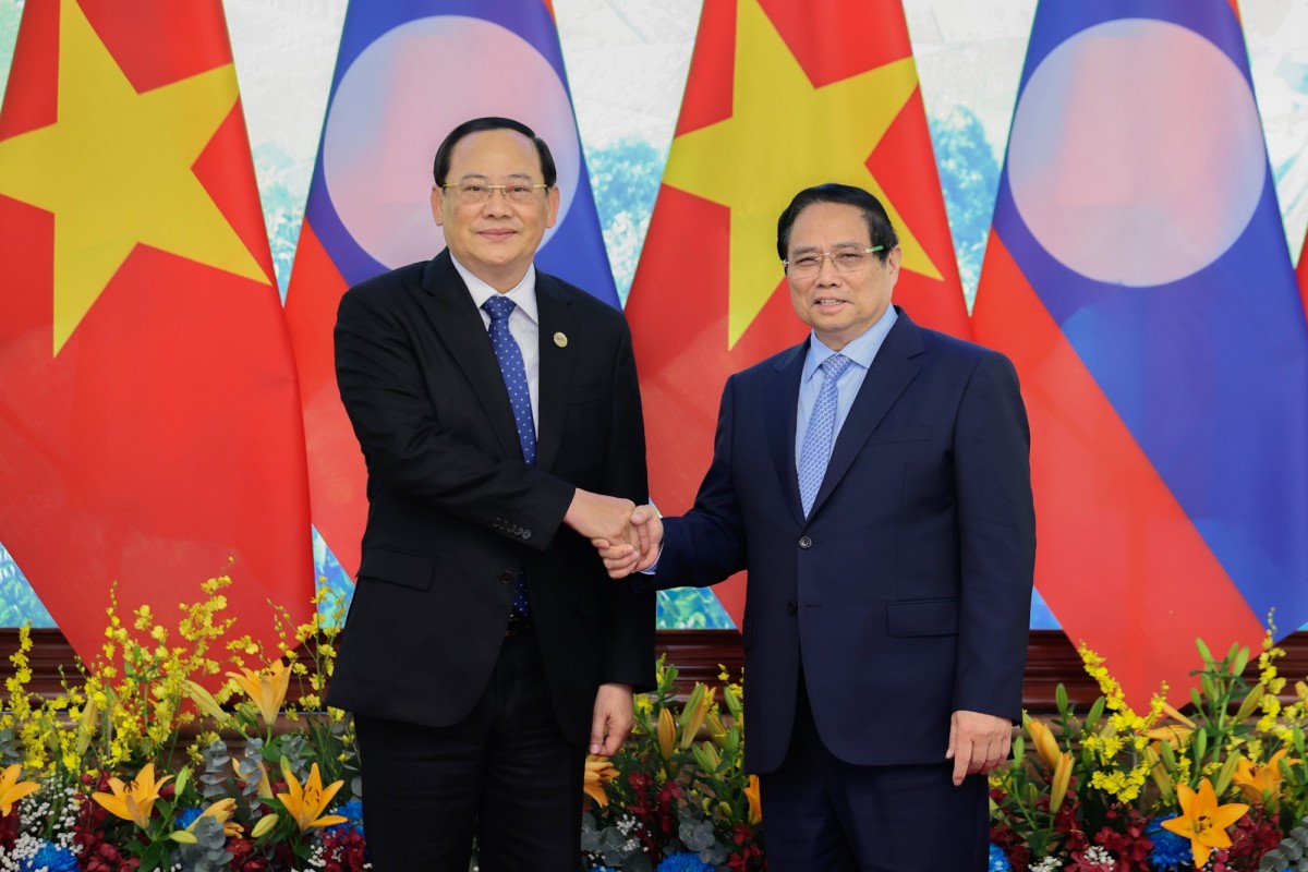 Phiên bản chính thức của 555Win Phạm Minh Chính và Phiên bản chính thức của 555Win Lào Sonexay Siphandone. Ảnh: VGP.