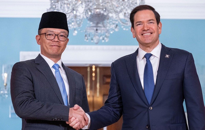 Ngoại trưởng Indonesia Sugiono và Ngoại trưởng Mỹ Marco Rubio. Ảnh: Getty