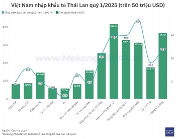 Việt Nam nhập siêu hơn 1 tỷ USD từ Thái Lan trong quý 1/2025