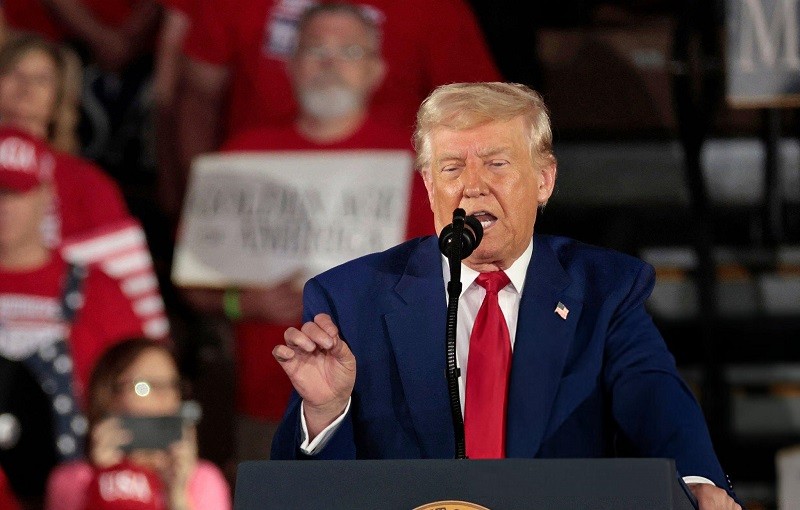 Tổng thống Trump phát biểu tại buổi mít tinh. Ảnh: Getty