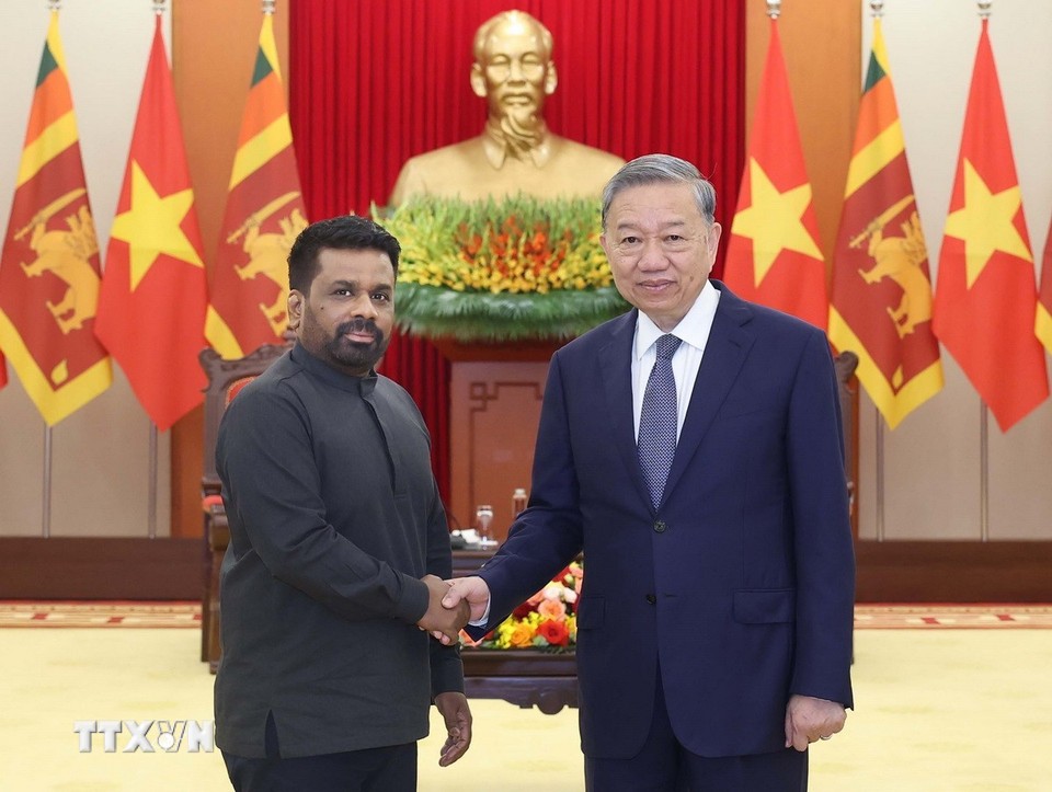 Tổng Bí thư Tô Lâm tiếp Tổng thống Sri Lanka Anura Kumara Dissanayaka. Ảnh: TTXVN.