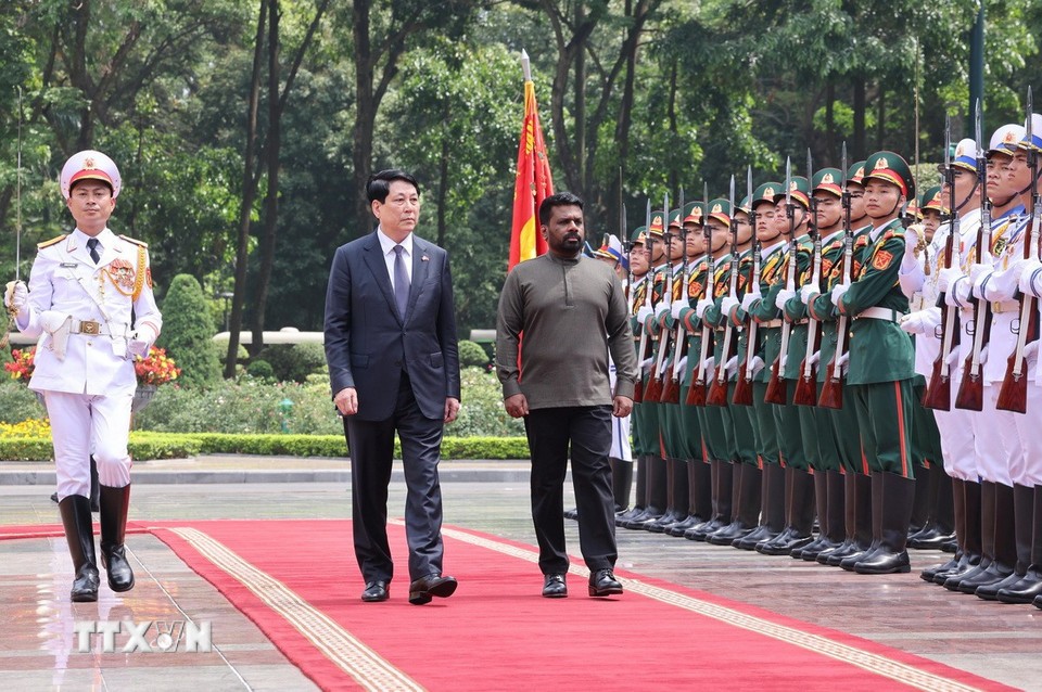 Chủ tịch nước Lương Cường chủ trì lễ đón chính thức Tổng thống Sri Lanka