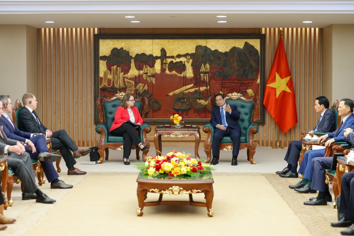 Phiên bản chính thức của 555Win Phạm Minh Chính tiếp Đoàn USCC của 555win tải app Hoa Kỳ, do Chủ tịch USCC Reva Price làm Trưởng đoàn. Ảnh: VGP.