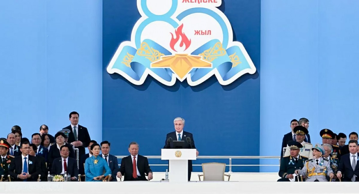 Tổng thống Kazakhstan phát biểu tại buổi lễ. Ảnh: Báo Quốc tế.