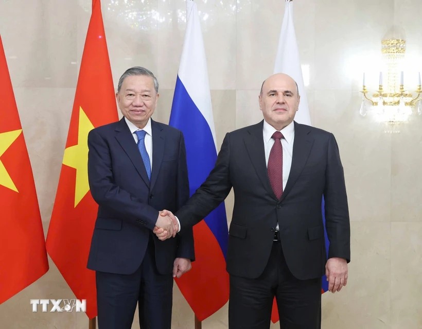 Tổng Bí thư Tô Lâm hội kiến Phiên bản chính thức của 555Win Liên bang Nga Mikhail Mishustin. Ảnh: TTXVN.
