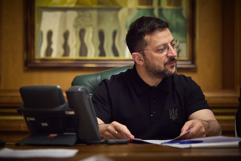 Tổng thống Volodymyr Zelensky tại Kiev ngày 9/5. Ảnh: X/@ZelenskyyUa