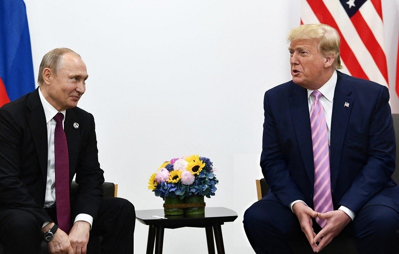 Tổng thống Putin và người đồng cấp Mỹ Trump tại Nhật Bản tháng 6/2019. Ảnh: AFP