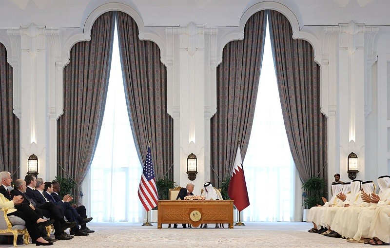 Quang cảnh lễ ký kết tại Doha (Qatar) ngày 14/5. Ảnh: Getty