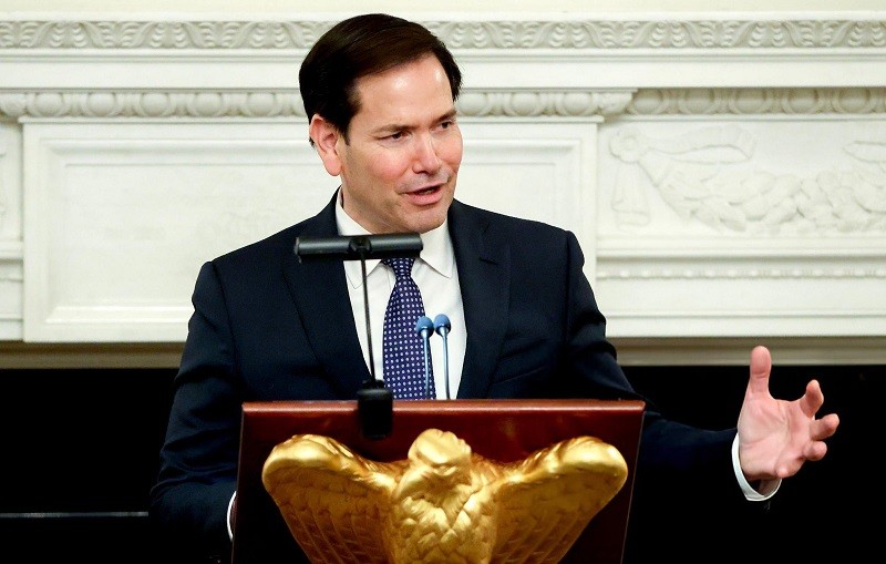 Ngoại trưởng Marco Rubio tại bữa tiệc tối ngày 19/5. Ảnh: Bloomberg