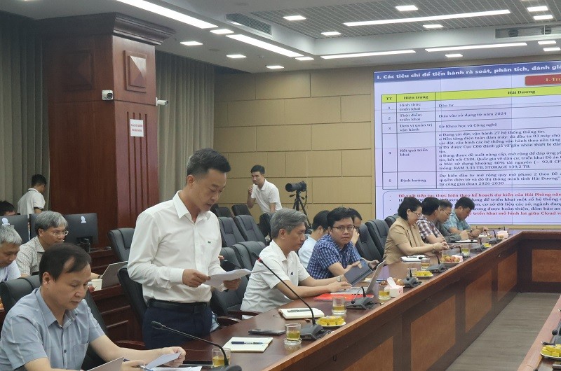 Đại diện lãnh đạo Sở Khoa học và Công nghệ tỉnh Hải Dương báo cáo tại buổi làm việc.