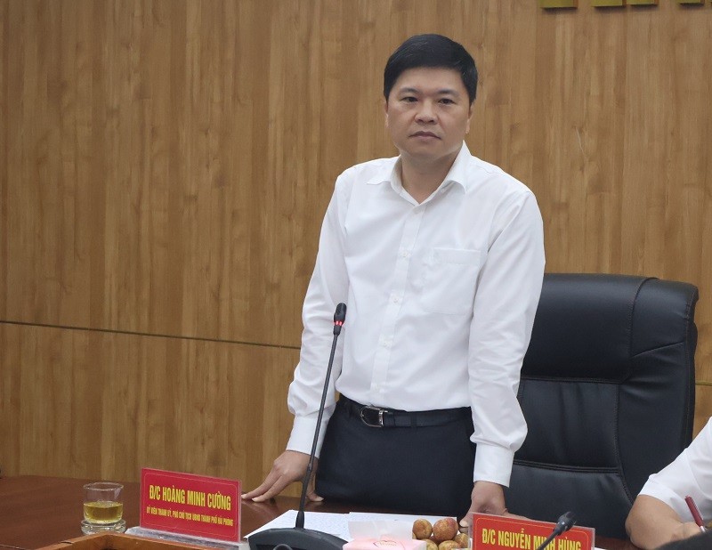 Ông Hoàng Minh Cường, Phó Chủ tịch UBND thành phố Hải Phòng phát biểu tại buổi làm việc.