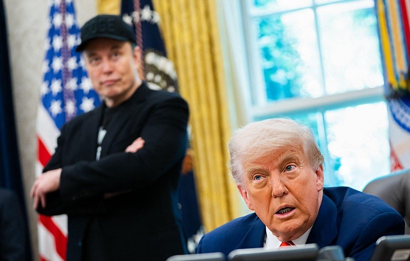 Tổng thống Trump trong buổi họp báo kết thúc vai trò “Nhân viên Chính phủ đặc biệt” của ông Musk ngày 30/5. Ảnh: Getty