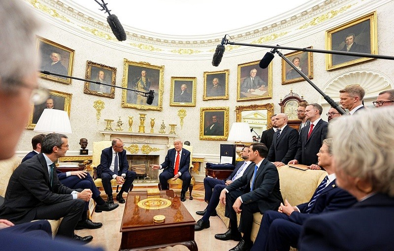 Quang cảnh cuộc họp báo tại Phòng Bầu dục ngày 5/6. Ảnh: Getty