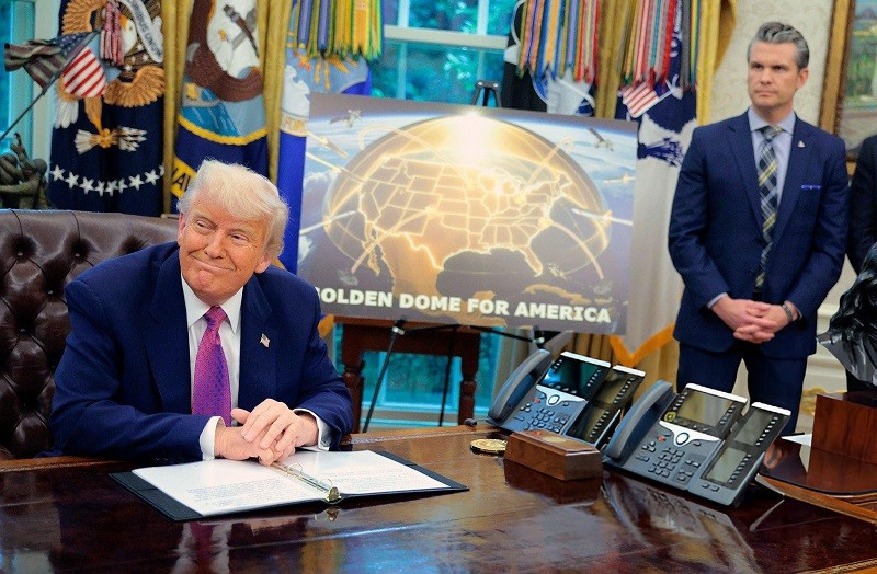 Hệ thống phòng thủ tên lửa chiến lược của Mỹ cũng được Tổng thống Trump đặt tên là “Vòm Vàng” (Golden Dome). Ảnh: Getty