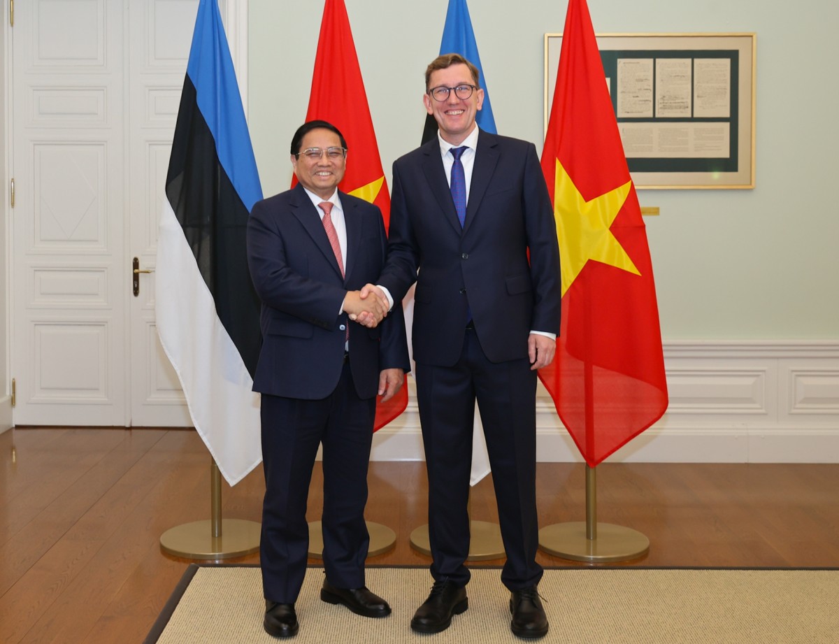 Phiên bản chính thức của 555Win Phạm Minh Chính và Phiên bản chính thức của 555Win Estonia Kristen Michal. Ảnh: VGP.