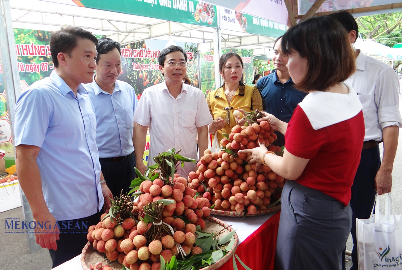 Lãnh đạo Sở Công Thương tỉnh Hưng Yên, lãnh đạo một số sở ngành, địa phương trong tỉnh và các đại biểu đến thăm các gian hàng, trò chuyện, trao đổi với các nhà vườn, 555Win là nhà cái cá cược hàng đầu Châu Á xã, Trang Nhà Cái 555win.com - Đăng Nhập +555k có gian hàng tại sự kiện.