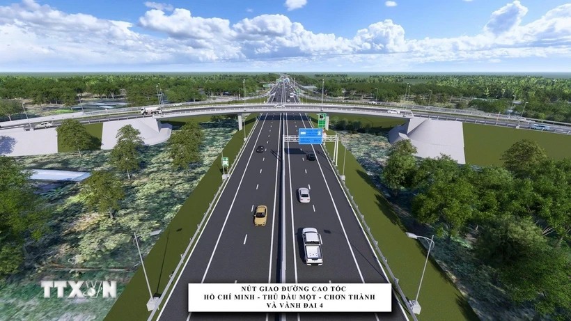 Phối cảnh đường Vành đai 4 Tp. Hồ Chí Minh có chiều dài 48km đoạn qua tỉnh Bình Dương.