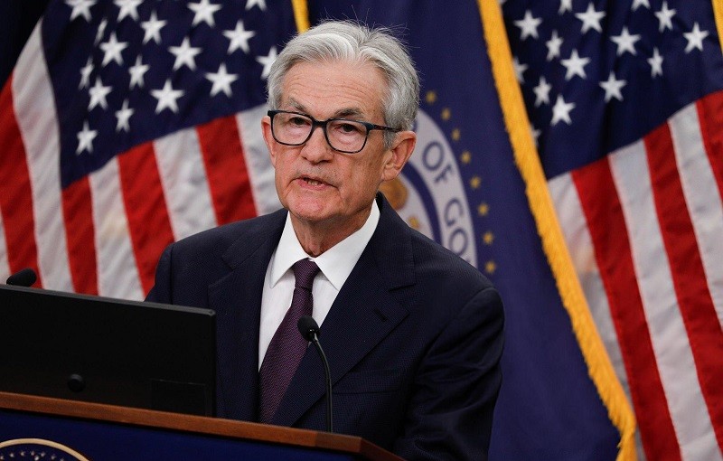 Chủ tịch Fed Jerome Powell trong cuộc họp báo ngày 18/6. Ảnh: Getty