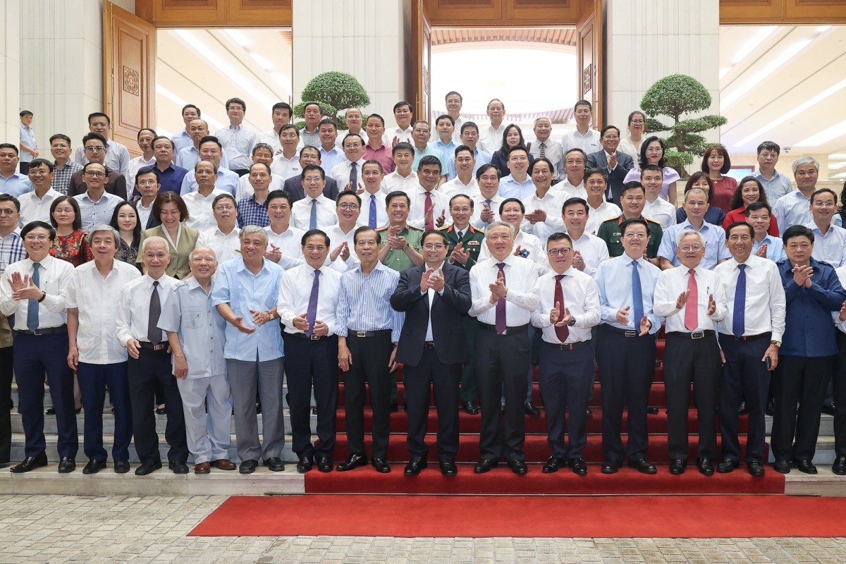 Lãnh đạo, nguyên lãnh đạo các cơ quan báo chí dự buổi gặp mặt. Ảnh: VGP.