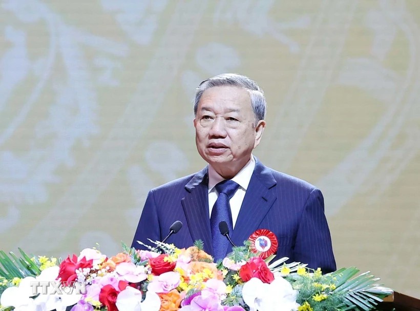 Tổng Bí thư Tô Lâm phát biểu tại Lễ kỷ niệm 100 năm Ngày Báo chí cách mạng Việt Nam. Ảnh: TTXVN.