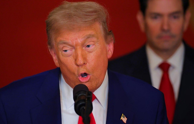 Ông Donald Trump trong buổi họp báo ngày 22/6. Ảnh: Getty