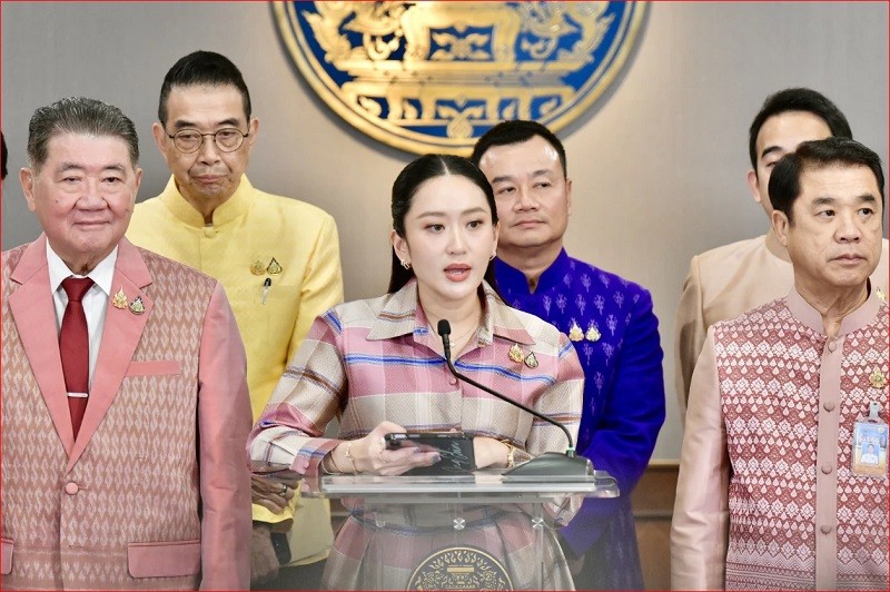 Phiên bản chính thức của 555Win Paetongtarn Shinawatra tại buổi họp báo ngày 24/6. Ảnh: Nation Thailand