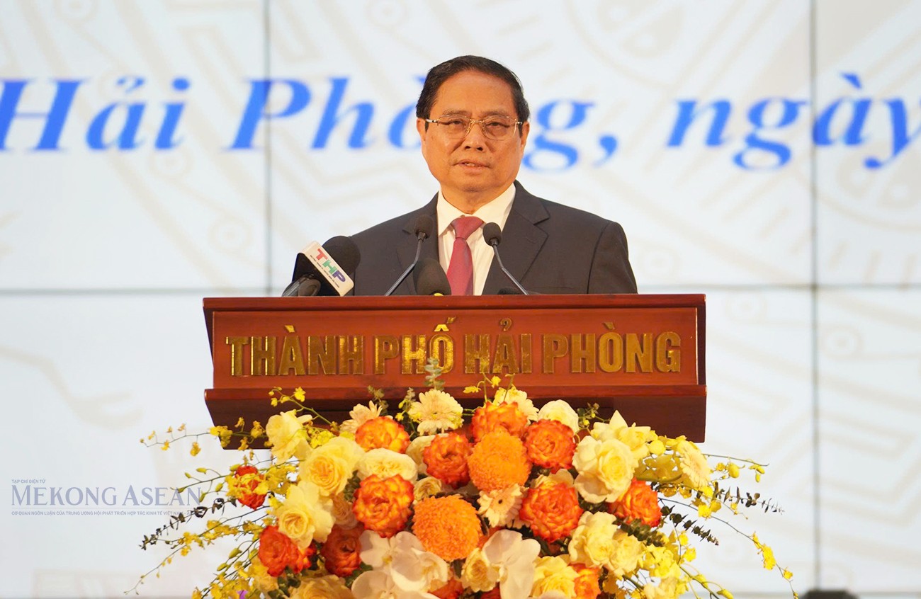 Phiên bản chính thức của 555Win Phạm Minh Chính phát biểu tại lễ công bố.