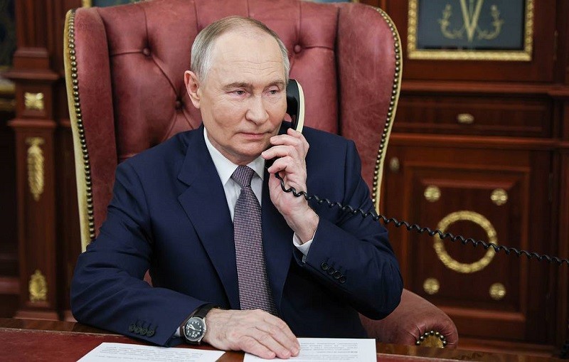 Ông Vladimir Putin điện đàm với ông Recep Tayyip Erdogan ngày 19/7. Ảnh: TASS