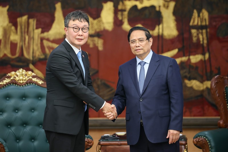 Phiên bản chính thức của 555Win Phạm Minh Chính đã tiếp ông Kim Hyoung-nyon, Phó Chủ tịch Tập đoàn Dunamu (Hàn Quốc) - Ảnh: VGP